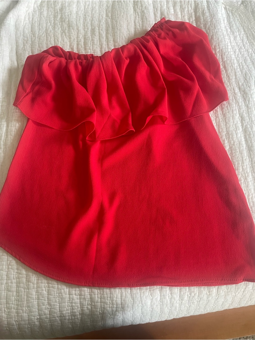 Vici Red Off-Shoulder Ruffle Top